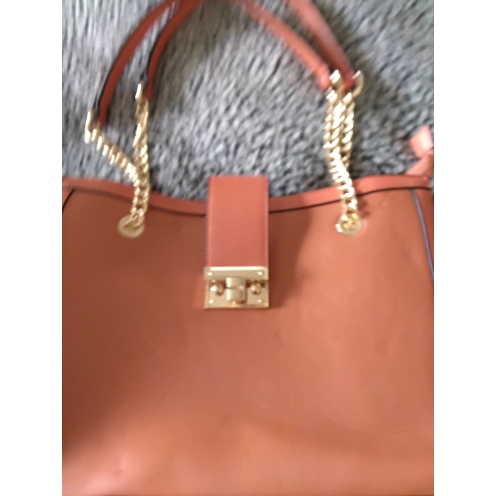 Diophy Women Orange Tan Faux Leather Tote Bag‎ Gold Chain Strap SH-8691S NEW - Picture 2 of 13